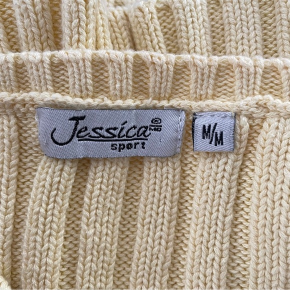 Y2K Vintage Jessica Sport Yellow Knit Vneck Pullover Sweater Size Medium - Picture 7 of 8